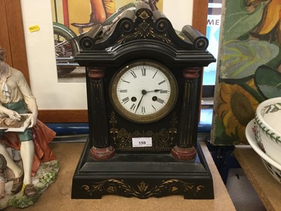 Lot 159 - Victorian architectural black slate mantel clock