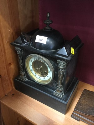 Lot 137 - Early 20th century black slate clock