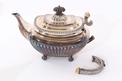 Lot 295 - Victorian batchelor's three piece silver teapot, together with silver plated teapot and sugar.