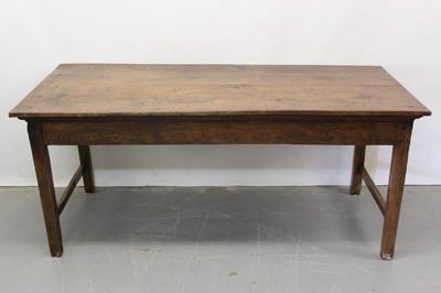 Lot 1206 - 18th / 19th century continental chestnut farmhouse table with plank top on square supports and end stretchers 174cm x 78cm