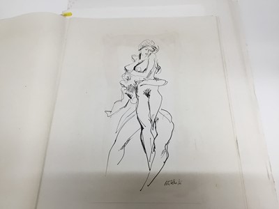Lot 141 - Folder of intimate life studies of a man and woman together, together with two folders of female nudes from 1965 by Peter Collins (1923-2001), approx 67 drawings