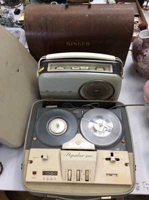 Lot 468 - Singer Sewing Machine, Reel to Reel player and a Vintage Bush radio (3)