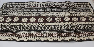 Lot 321 - Old Fijian Prayer mat with block painted black and white decoration