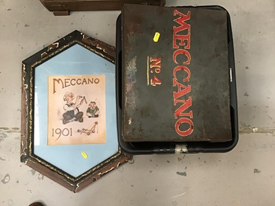 Lot 581 - Meccano- early selection to include number one (partially complete) and number four set, various bases, gears, wheels and accessories