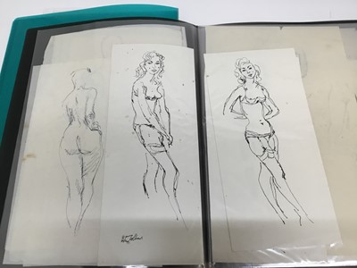 Lot 142 - Two A3 portfolios of early works by Peter Collins (1923-2001) including a corner shop sketch dated 1945 and female nudes from the 1950s