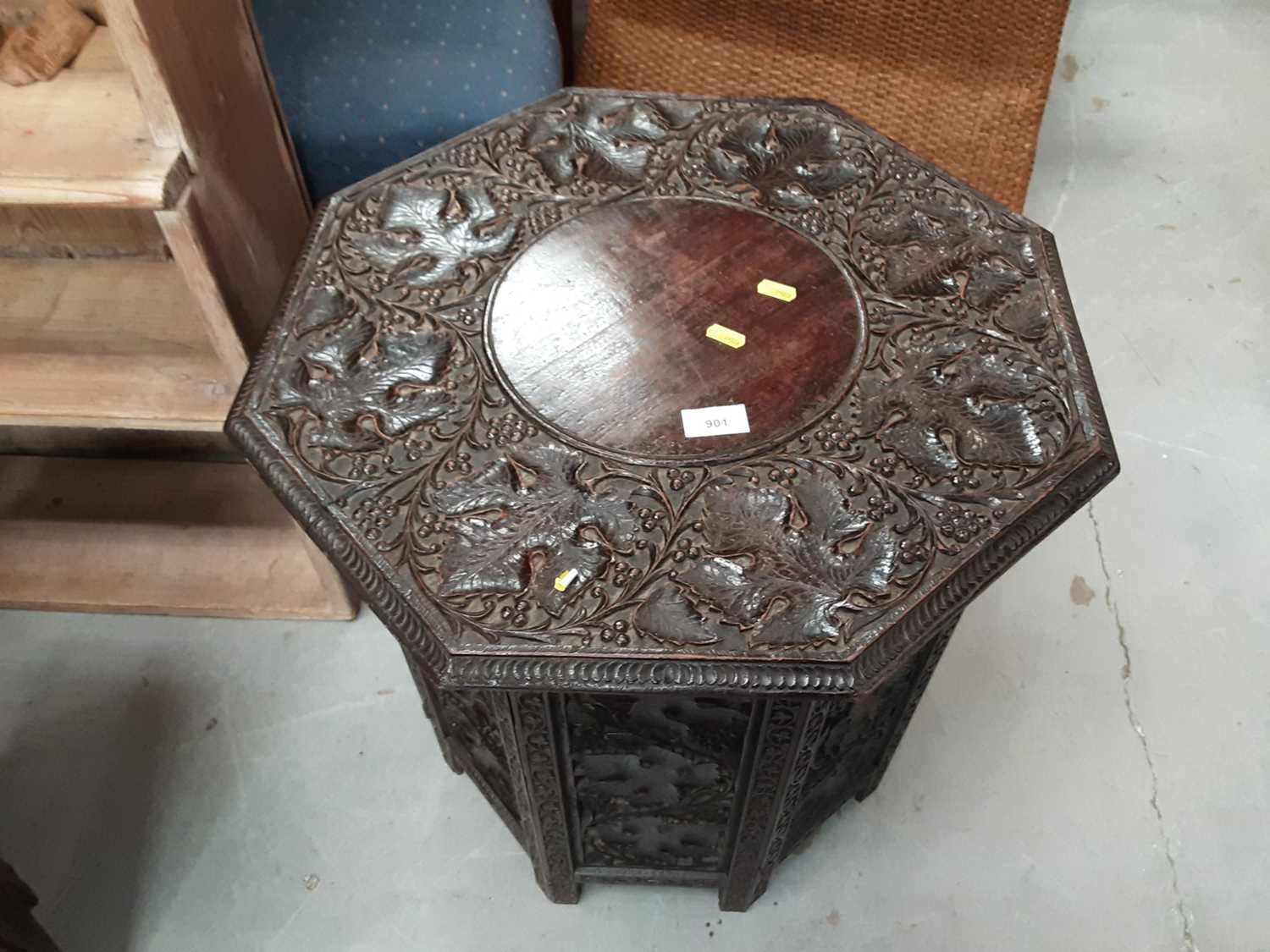 Lot 901 - Two carved Middle Eastern occasional tables