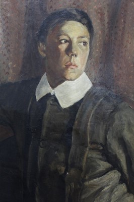 Lot 1097 - Follower of Roger Fry, 19th century, oil on canvas - portrait of a boy, in gilt frame, 75cm x 50cm