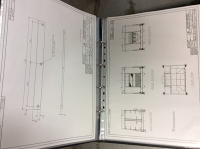 Lot 384 - Five folders of technical drawings for the Proteus Series 'Lightning' Asphalt Granulator