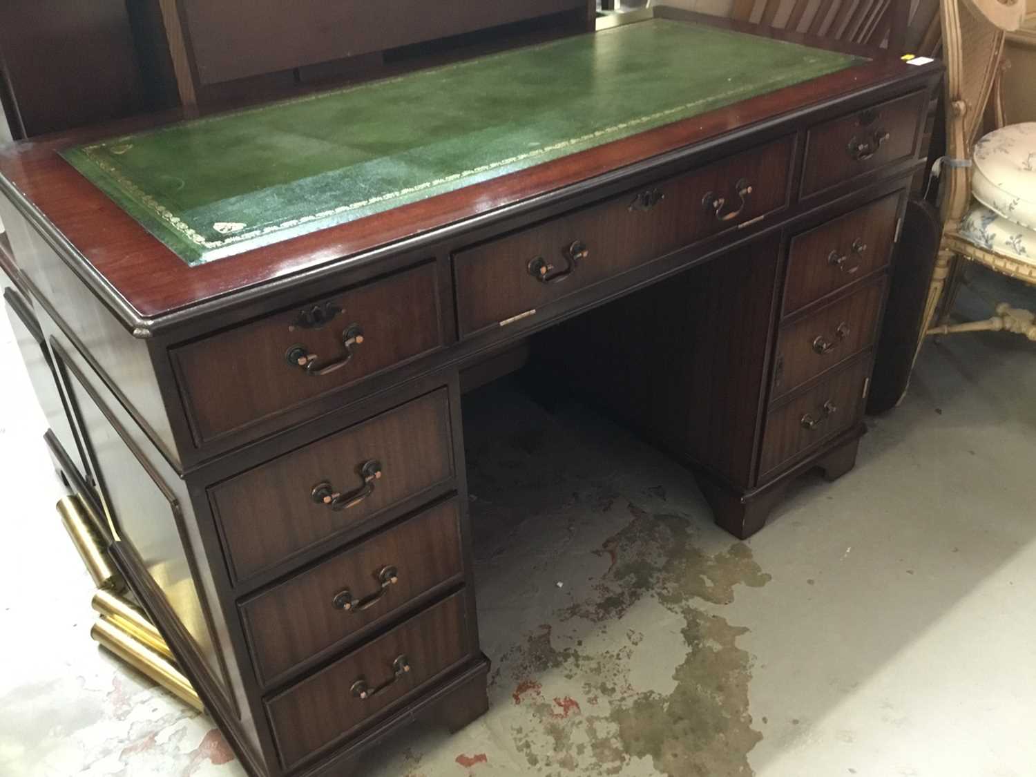 Lot 856 Reproduction mahogany twin pedestal desk