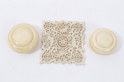 Lot 344 - 19th century Chinese ivory panel and two paste boxes