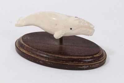 Lot 711 - Unusual antique carved ivory whale, possibly Inuit