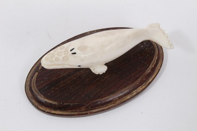 Lot 711 - Unusual antique carved ivory whale, possibly Inuit