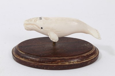 Lot 711 - Unusual antique carved ivory whale, possibly Inuit