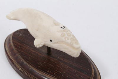 Lot 711 - Unusual antique carved ivory whale, possibly Inuit