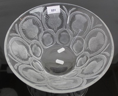 Lot 851 - Lalique glass bowl in the Chardon pattern with thistle head decoration