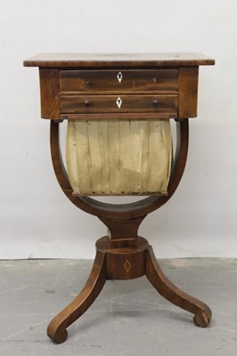 Lot 1228 - 19th century mahogany sewing table on tripod base