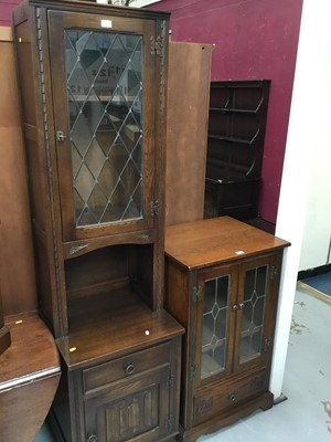 Lot 862 - Old Charm oak television stand,  and two oak cupboards (3)