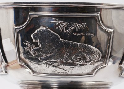 Lot 314 - World Wild Life Fund limited edition silver punch bowl with wild animal decoration