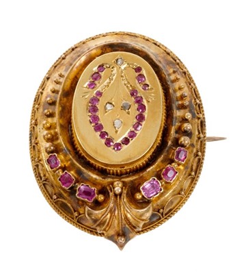 Lot 423 - Victorian ruby and diamond brooch