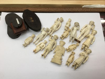 Lot 226 - Group of carved ivory figures, some with bases
