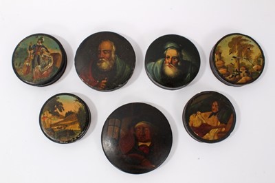 Lot 791 - Collection of late 18th/early 19th century painted papier mâché snuff boxes