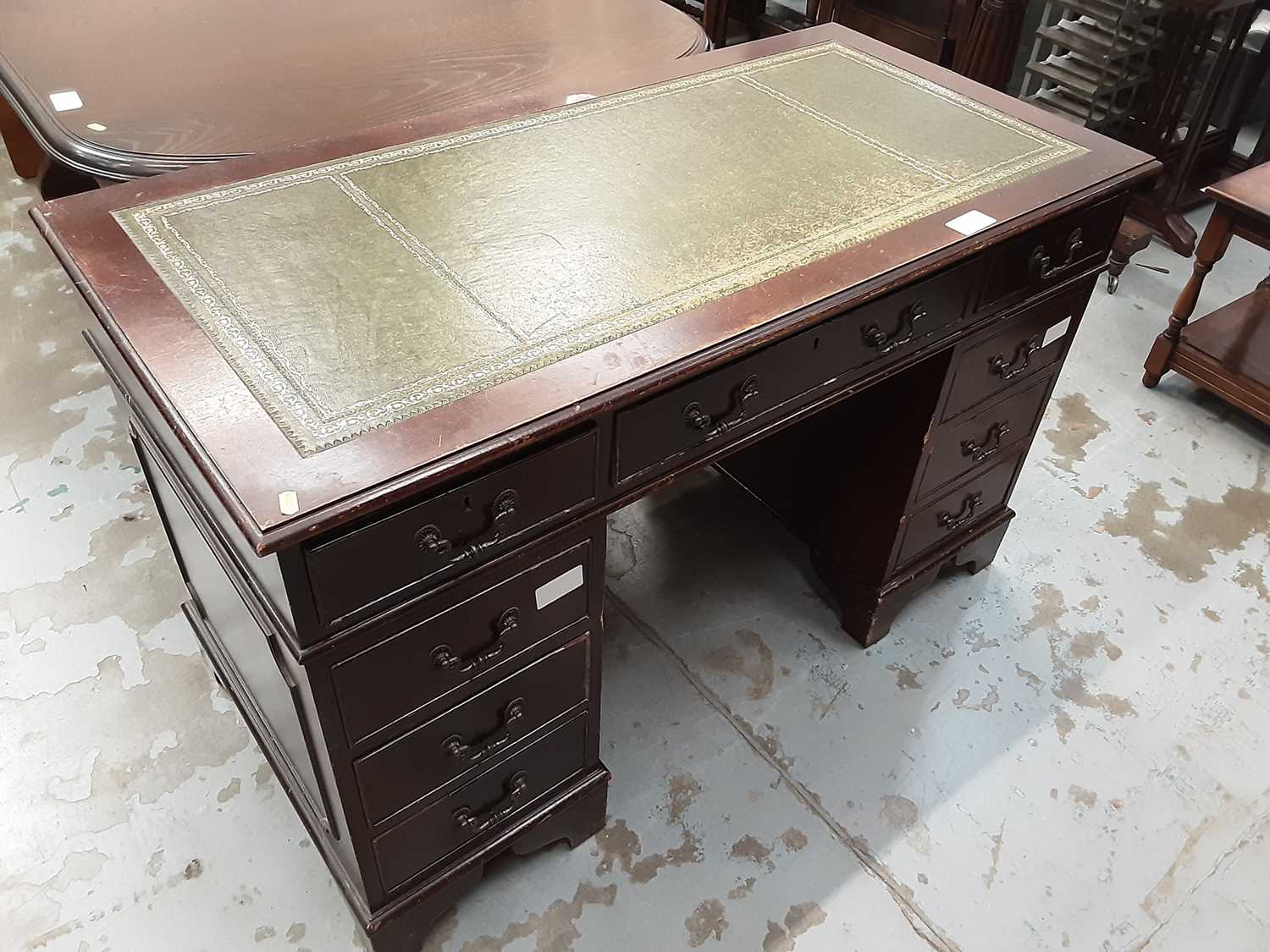 reproduction mahogany twin pedestal desk