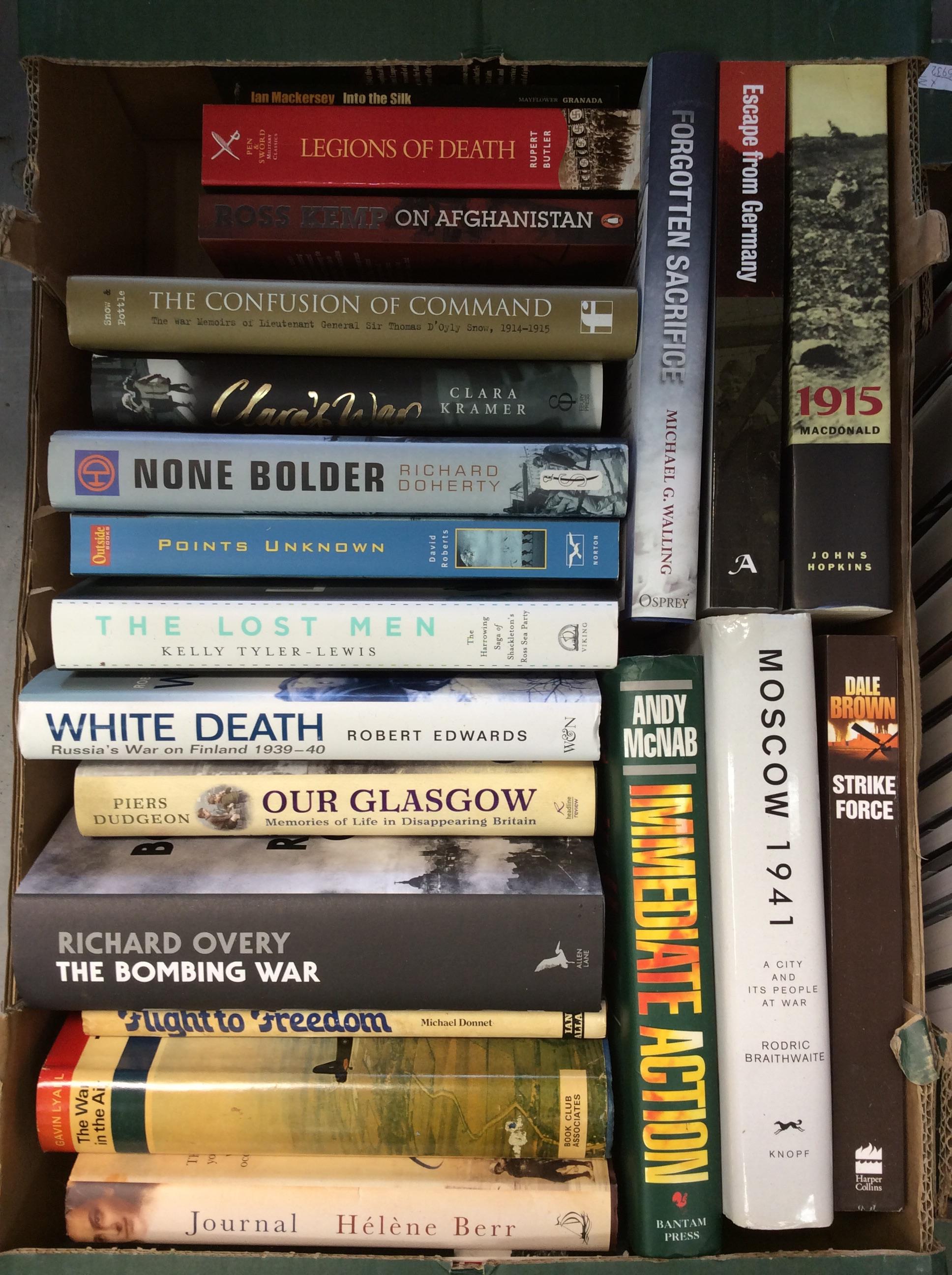 Lot 441 - Three boxes military related books including