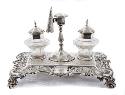 Lot 313 - Victorian silver inkstand