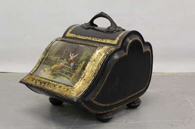 Lot 1231 - 19th century Tôle ware coal scuttle