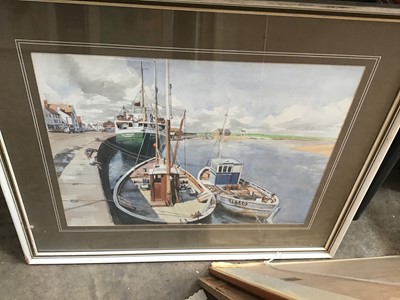 Lot 85 - Pair of sailing boats in a harbour by C C Turner together with a group by the same artists including horses, tractors and country homes (8)