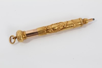 Lot 484 - Late Victorian 18ct gold propelling pencil