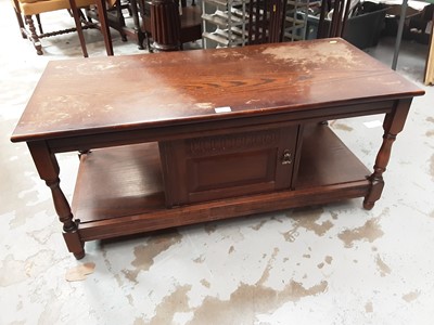Lot 87 - Old Charm style oak coffee table with cupboard below 106cm wide, 50cm deep, 47cm high