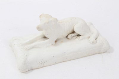 Lot 153 - Minton biscuit model of a setter, circa 1831-40