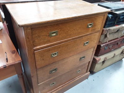 Lot 912 - Good quality early 20th century oak chest of four long graduated drawers with flush brass military style handles