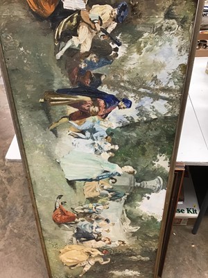 Lot 194 - Charles Clifford Turner - oil on board depiction of an 18th C. Style soirée together with others by the same hand and Mary Turner of various scenes