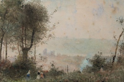 Lot 1089 - Hector Caffieri (1847-1932) pair of watercolours, A parkland scene with children near trees, signed 25cm x 35cm (2)