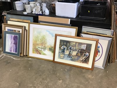 Lot 203 - Quantity of works on various medians mostly by Charles Clifford Turner of watercolour and oil landscapes, interior scenes and others