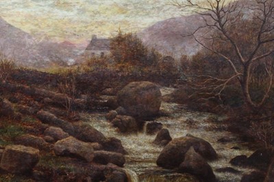 Lot 1048 - Attributed to John H.MacIntyre, oil on canvas - Rocky River torrent at late afternoon