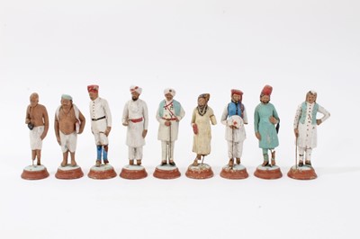 Lot 793 - Nine 19th century Indian clay Lucknow figures