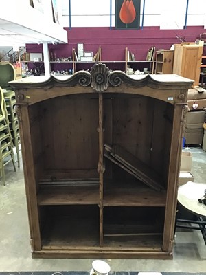 Lot 947 - Old pine bookcase with adjustable shelves 136 wide, 58.5cm deep, 177cm high