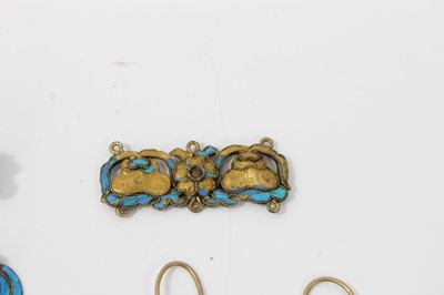 Lot 44 - Chinese gilt metal and kingfisher feather jewellery and one other pair earrings