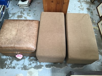 Lot 964 - Brown leather storage foot stall together with two other fabric storage stools