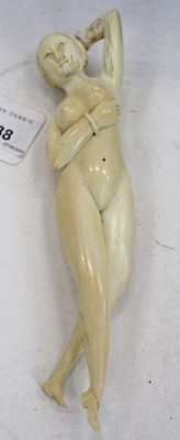 Lot 814 - Rare 19th century Chinese carved ivory medical figure, typical reclining female form, 19cm long