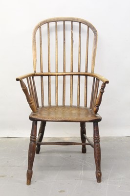 Lot 1350 - 19th century ash and elm stick back Windsor chair