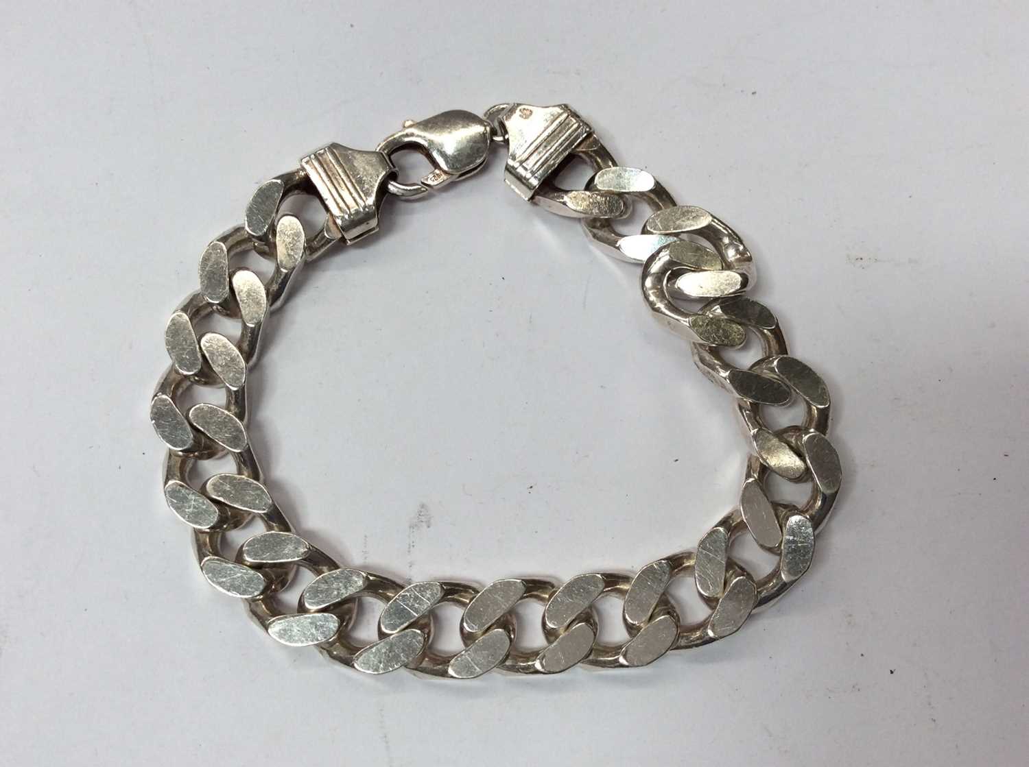 Lot 698 - Silver curb link bracelet