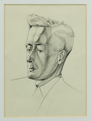 Lot 1199 - Francis Plummer (1930-2019) pen, ink and wash on paper - head of a man, apparently unsigned, in glazed frame, 30cm x 22cm