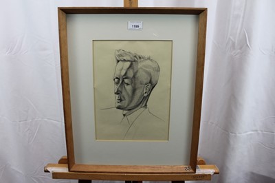 Lot 1199 - Francis Plummer (1930-2019) pen, ink and wash on paper - head of a man, apparently unsigned, in glazed frame, 30cm x 22cm