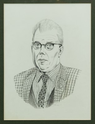 Lot 1198 - Francis Plummer (1930-2019) pen and ink - portrait of a man, signed and dated '67, in glazed gilt frame, 33cm x 24cm