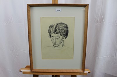 Lot 1195 - Francis Plummer (1930-2019) pen, ink and wash - head of a lady, apparently unsigned, in glazed frame, 31cm x 23cm