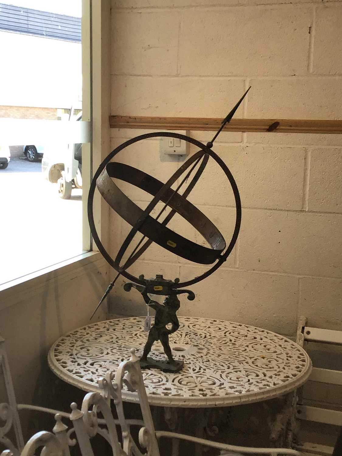 Lot 995 - Copper sundial with figure support